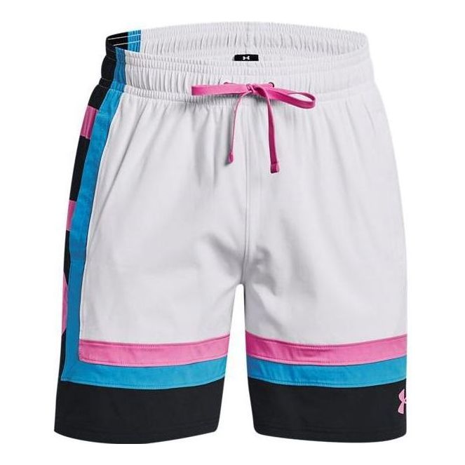 Under Armour Baseline Woven Shorts 'White Pink Blue' 1377309-100