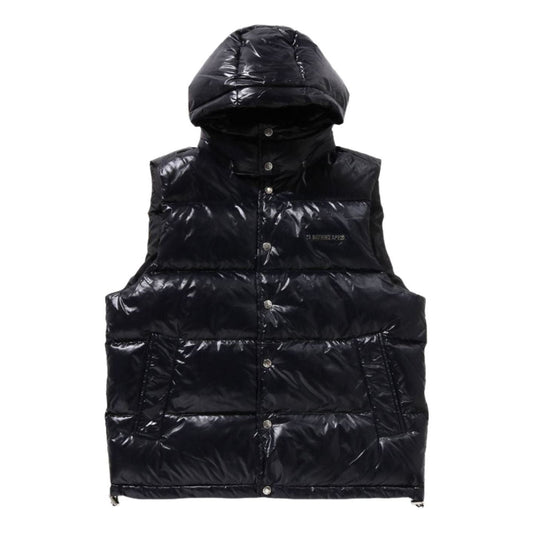 A Bathing Ape Line Camo Debossed Nylon Down Vest 'Black' 1K80-144-306-BLK