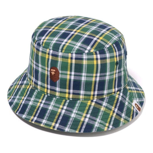 A Bathing Ape Mini Bape Check Bucket Hat 'Green' 1J30-181-001-GRN
