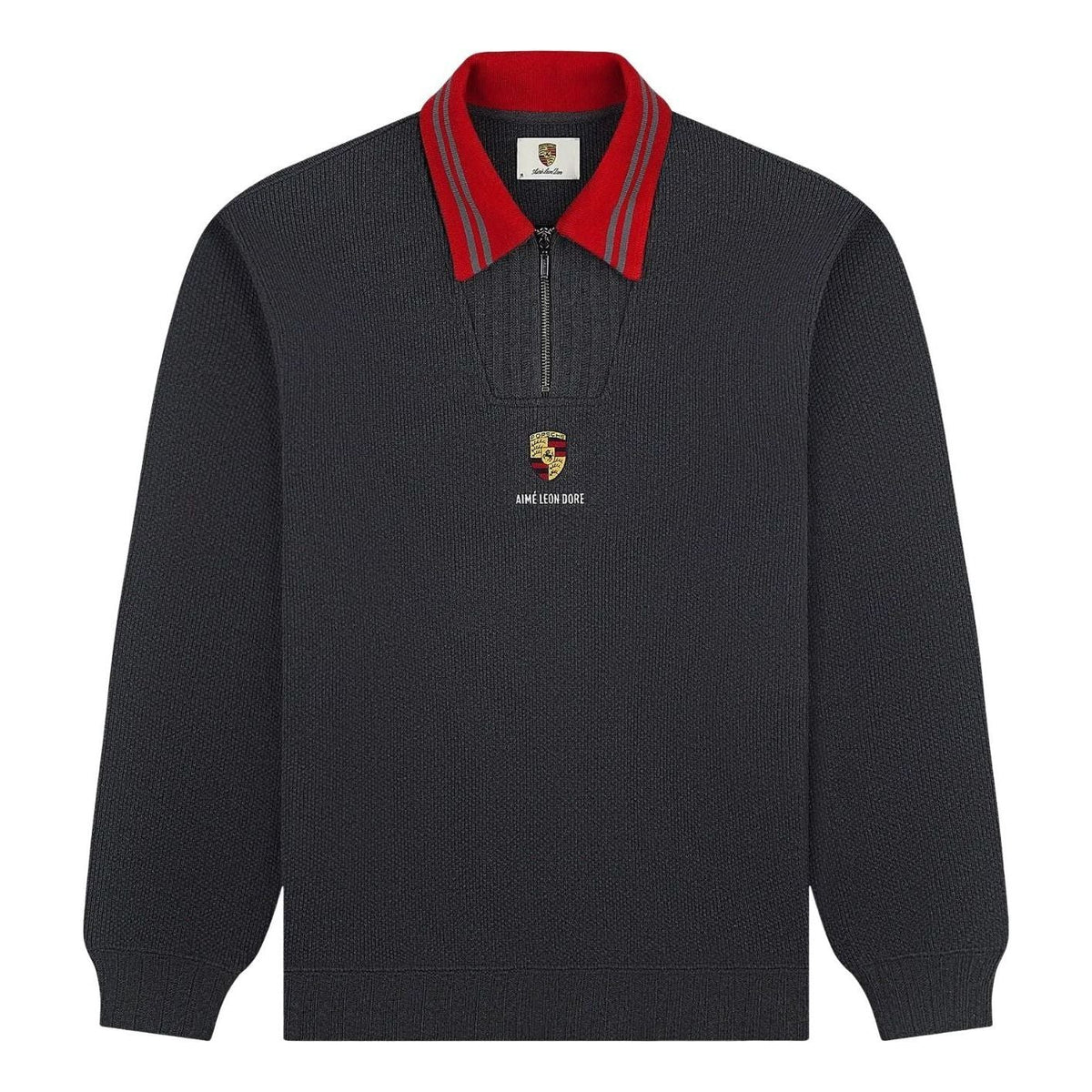 Aime Leon Dore x Porsche Jacquard Collar Quarter Zip Pullover 'Charcoal' FW25CS015-CHAR