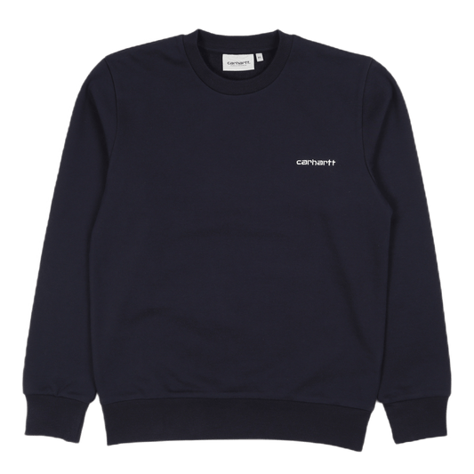 Script Embroidery Sweat Dark Navy / White