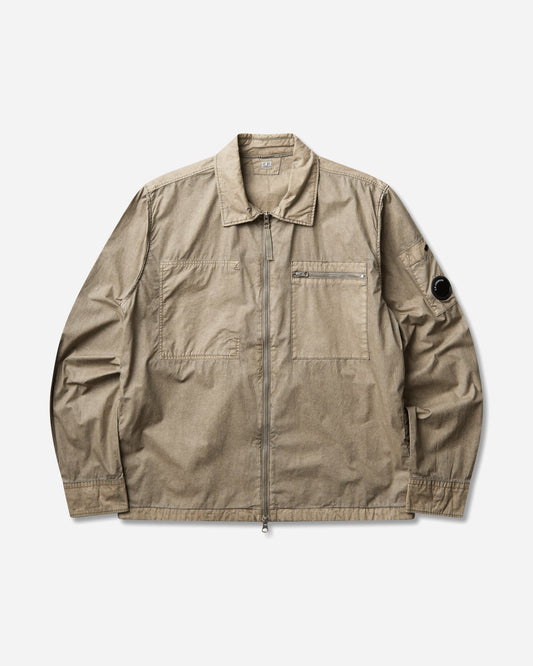 Men's Cotton Plain Face Resined Zipped Lens Overshirt Fallen Rock