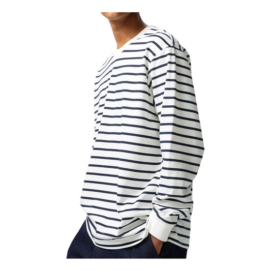 UNIQLO AIRism Cotton Striped Crew Neck T-Shirt Long Sleeve 'White' 477340-00
