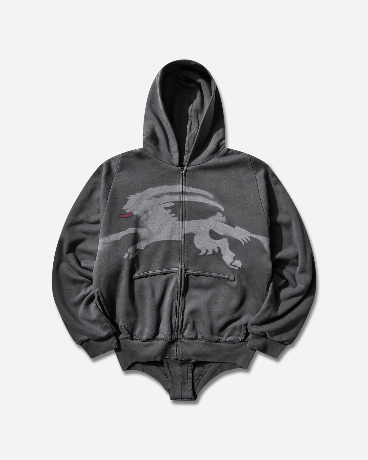 Sprayed Goat Hoodie Romper Black