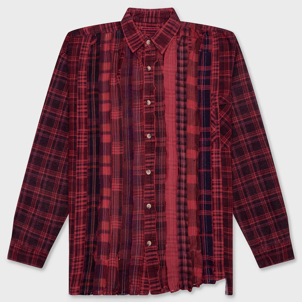 Ribbon Wide Over Dye Flannel Shirt - Red