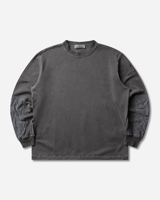 Men's Uneven Pigment Dyed Vanisé Cotton Jersey Crewneck Sweatshirt Black