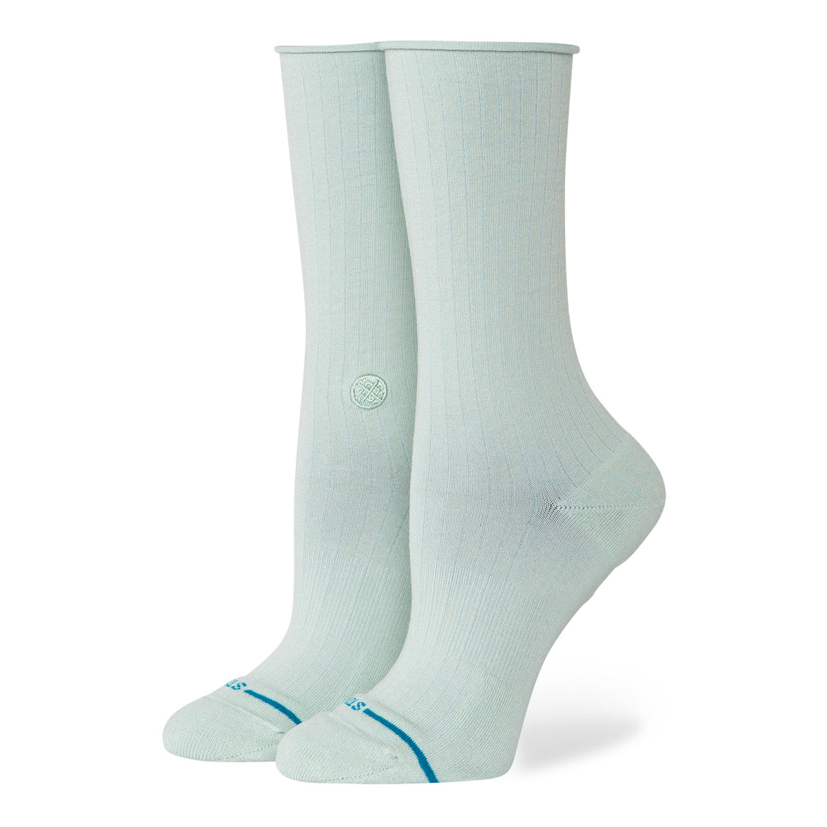 Wmns Rolled Solid Crew Socks