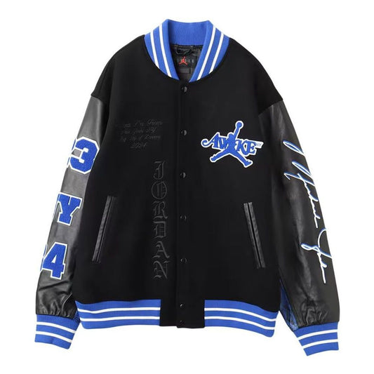 Air Jordan x Awake NY Varsity Jacket Asia Sizing 'Black Game Royal' FQ5440-010