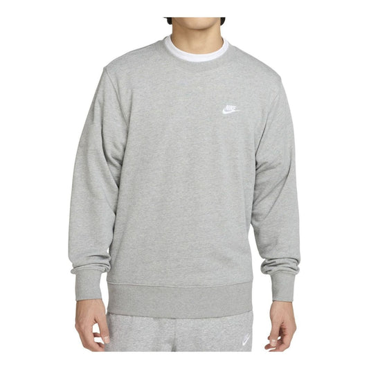 Nike Club French Terry Crew 'Dark Grey Heather Light Smoke Grey White' FN3889-063 - Nike Professional Edition
