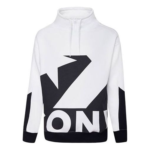 Men's Converse Contrasting Colors Logo Stand Collar Sports Pullover White 10019472-A01