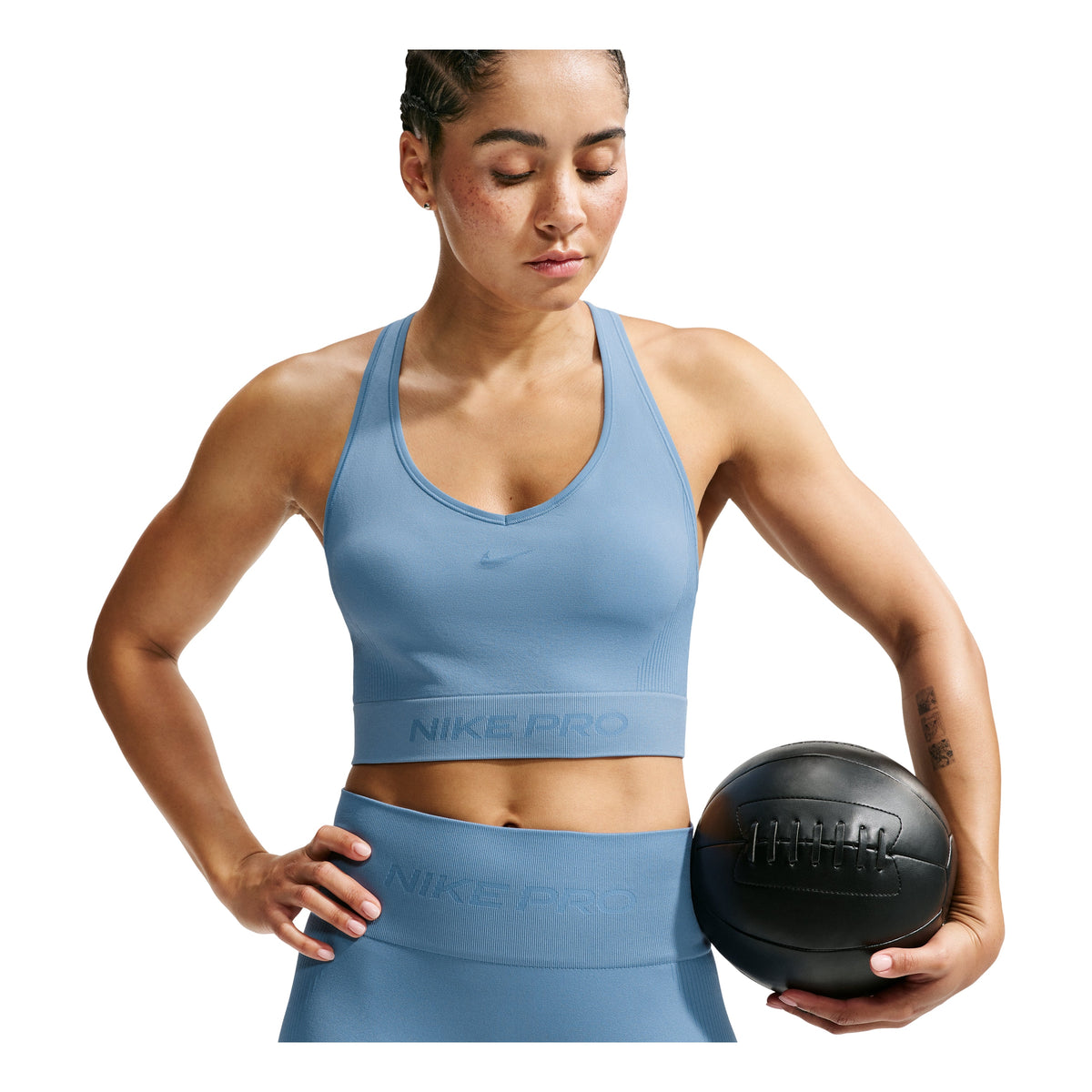 (WMNS) Nike Pro Seamless Dri-FIT Cropped Tank Top 'Work Blue' IB9414-486 - Nike Professional Edition