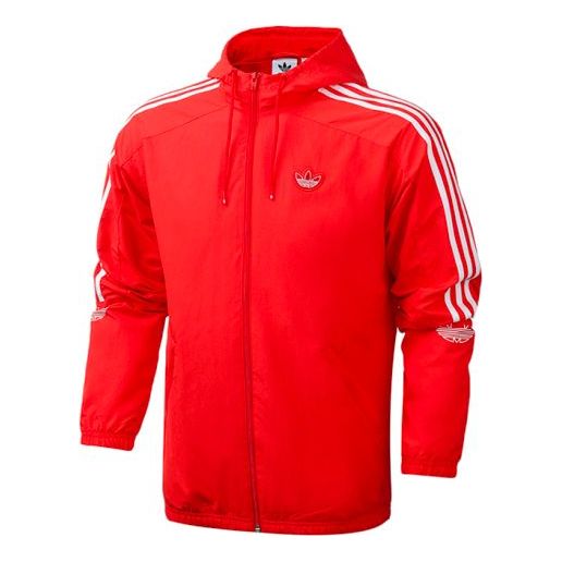 adidas logo Embroidered hooded track Jacket Red FL1773