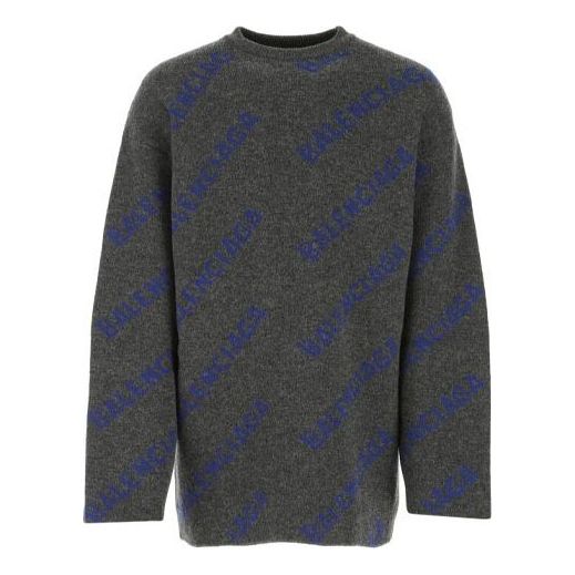 Balenciaga Intarsia Knit Logo Jumper 'Dark Grey' 623283T15671035