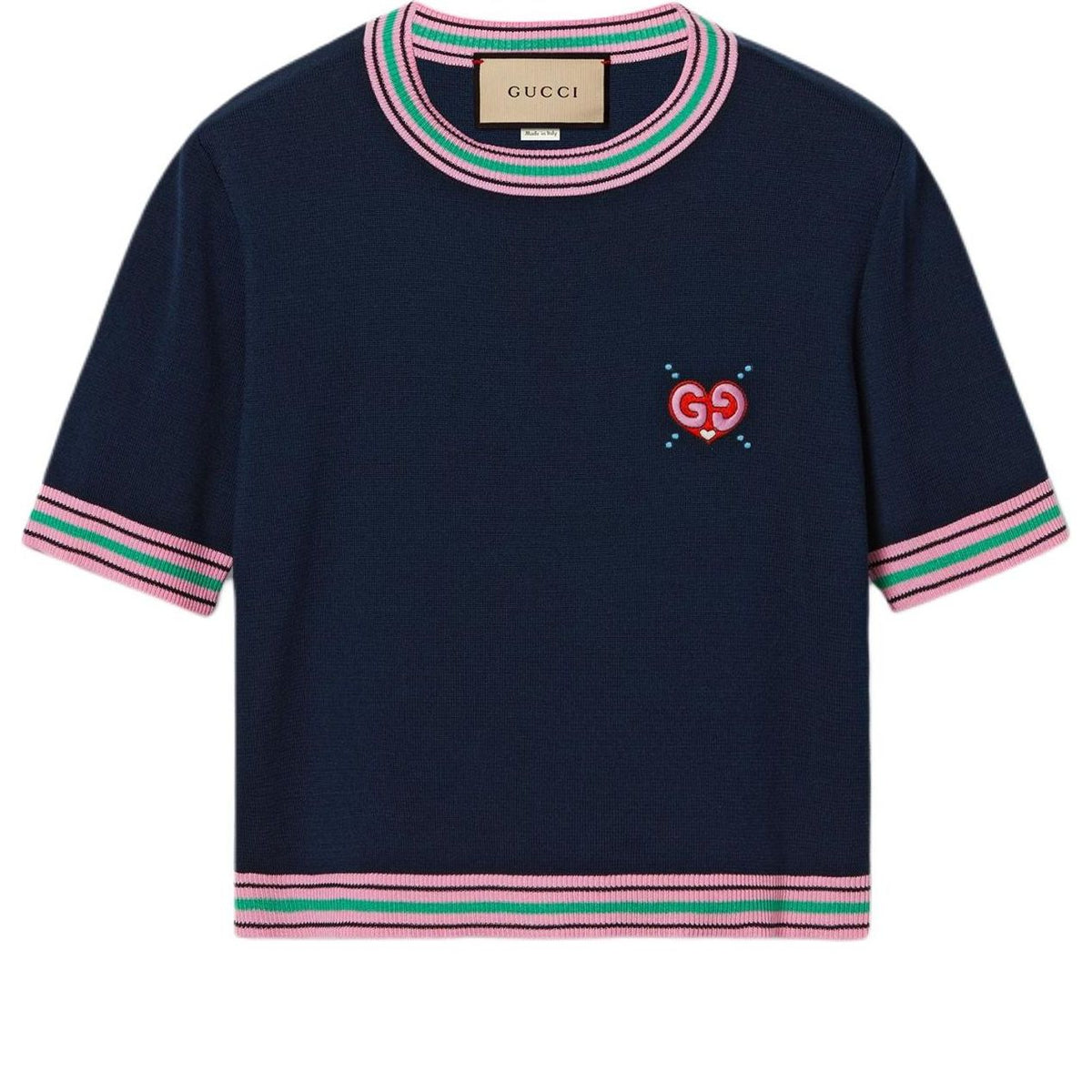 (WMNS) Gucci Fine Knit Sweater With Embroidery 'Navy' 782254-XKD0I-4215