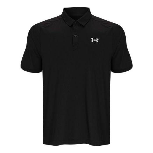 Men's Under Armour Golf Sports Breathable Loose Short Sleeve polo Black 1365512-001