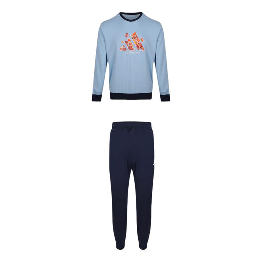 (GS) adidas Long-Sleeve Crewneck Sweatshirt Pants Tracksuit Set 'Blue Black' LE1428 - adidas Professional Edition