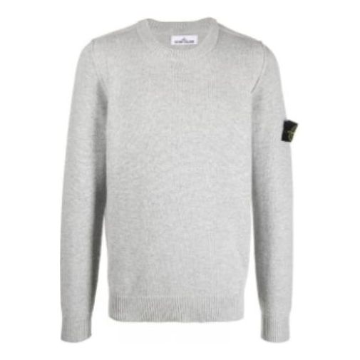 STONE ISLAND Lambswool Crew Neck Knit 'Pearly Grey' 7715508A3-V0061