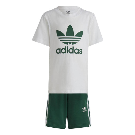 (PS) adidas Adicolor Shorts and Tee Set 'White Dark Green' IB8663