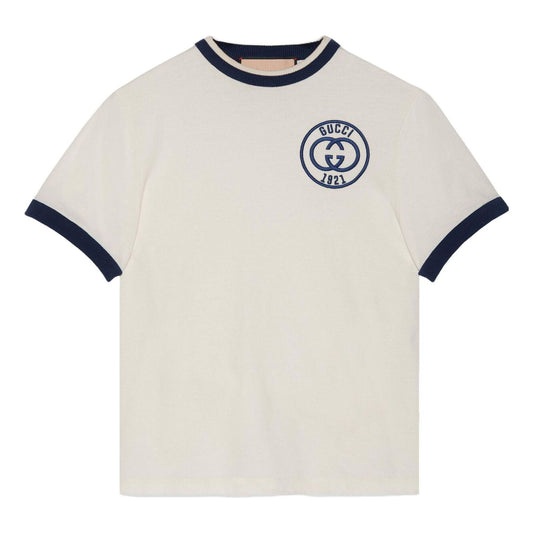(WMNS) Gucci Cotton jersey T-shirt with Gucci embroidery 'Off White' 756596-XJFV8-9088