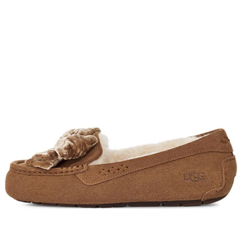 (WMNS) UGG Leisure Fluff Bow Mini Loafers 'Tan Velvet Black' 1138650