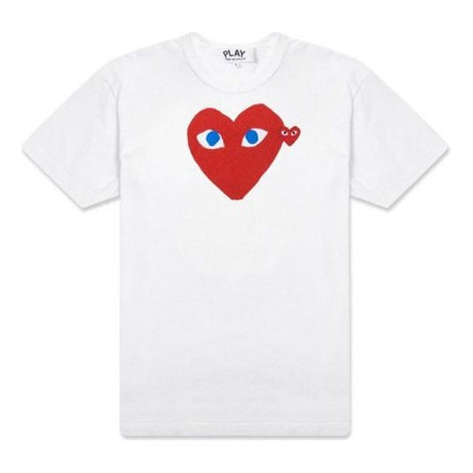(WMNS) COMME des GARCONS PLAY Blue Eye Heart Tee 'White' AZ-T085-051-1
