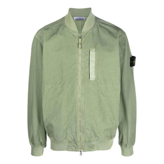 STONE ISLAND Cupro Cotton Twill Bomber Jacket 'Sage' 781542629-V0055