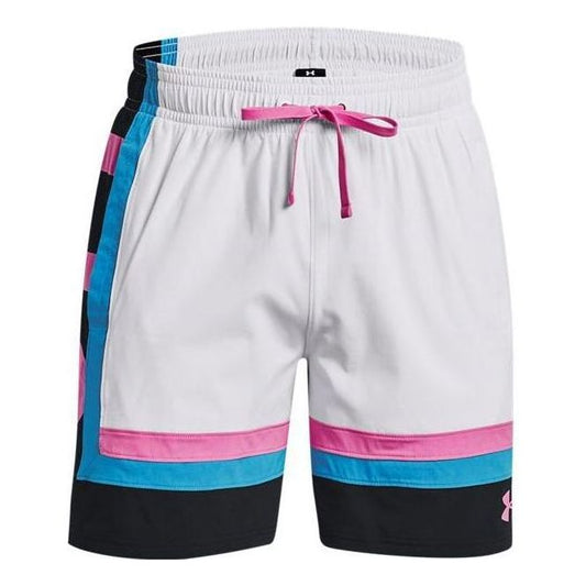 Under Armour Baseline Woven Shorts 'White Pink Blue' 1377309-100