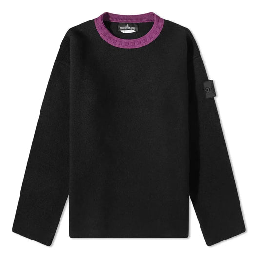 STONE ISLAND Shadow Project Contrast Collar Crew Knit 'Black' 77195042U-V2029
