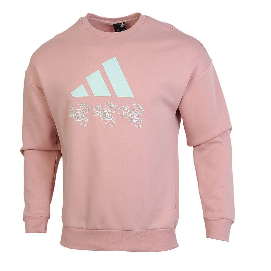 adidas Sports Round Neck Long Sleeves Pullover Pink Red GM4447