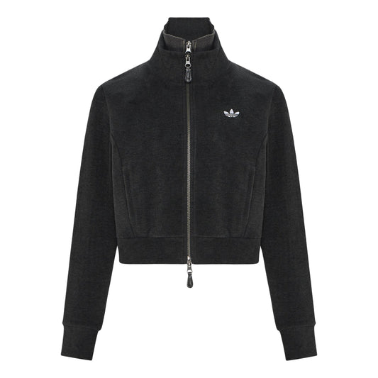 (WMNS) adidas 3S Deluxe W TT Tracksuit Top Asia Sizing 'Carbon' LE9674 - adidas Professional Edition