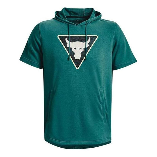 Under Armour Project Rock Terry Short Sleeve Hoodie 'Teal' 1378019-722