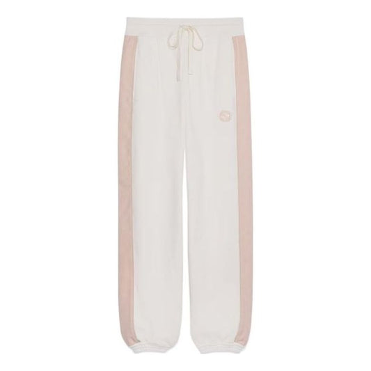 (WMNS) Gucci GG Felted Cotton Jersey Jogging Pants 'Off White Pink' 773746-XJF8U-9286