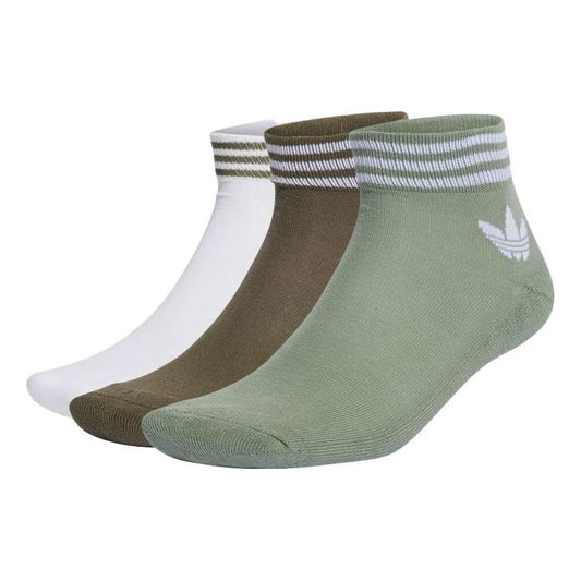 adidas Island Club Trefoil Ankle Socks 3 Pairs 'Green White' IC5692