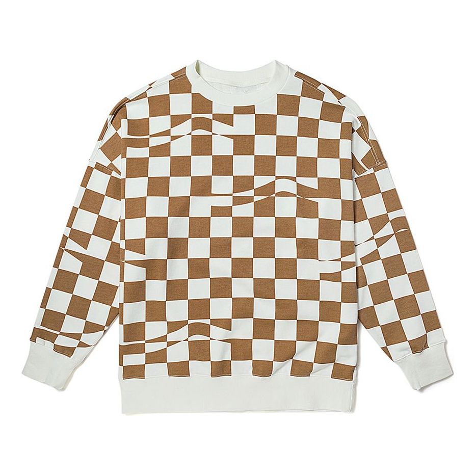 (WMNS) Vans checkerboard Hoodie 'Brown White' VN00091HC1L