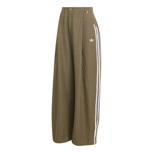 (WMNS) adidas Checks Loose Pants Asia SIzing 'Olive Strata Wonder Beige Aurora Coffee' LE8308