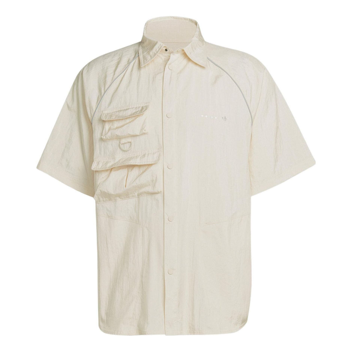 Men's adidas originals Solid Color Single Breasted Short Sleeve Beige Shirt HK2734