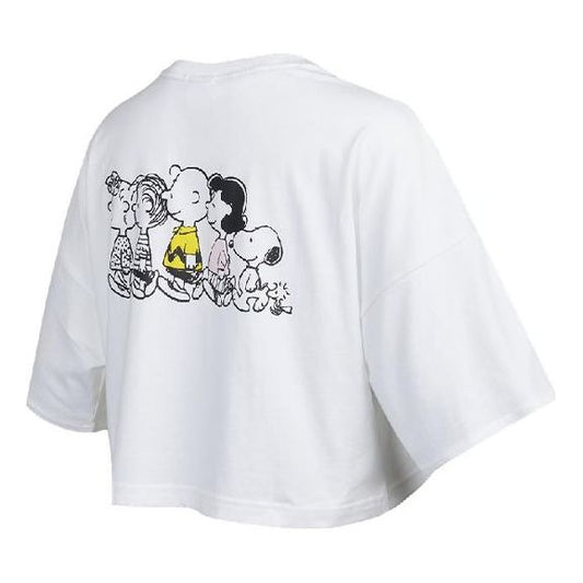 (WMNS) PUMA x PEANUTS Embroidery Logo Crewneck Short Loose Short Sleeve White 531158-02
