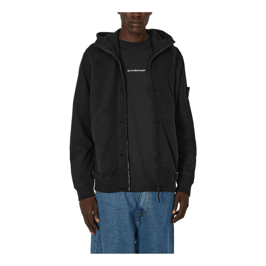 STONE ISLAND Logo Patch Zip-Up Hoodie 'Black' 791560477-V0029